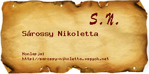 Sárossy Nikoletta névjegykártya